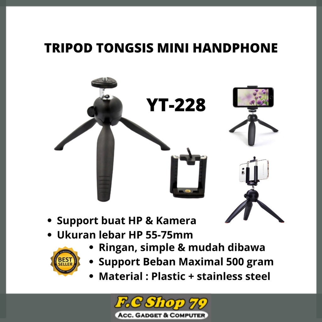 TERMURAH Tongsis Tripod Mini Portable Handphone HP Kamera Bonus Holder U Tanpa Box Murah Buat Live Z