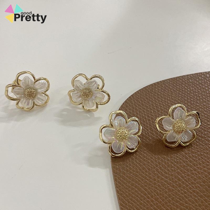 Simple Retro Super Fairy Double Layer Flower Earrings Wanita Anting Fashion Pribadi - PD