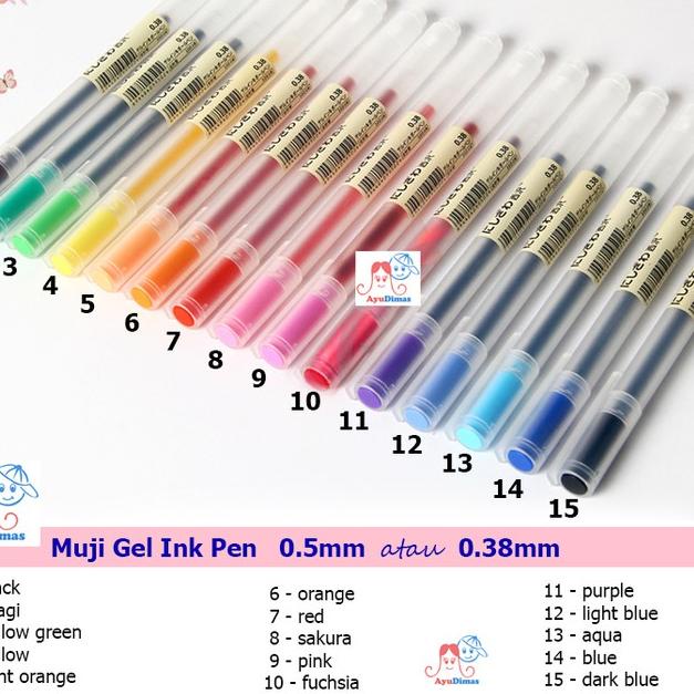 

7BL Muji Gel Ink Pen 0.5mm warna - satuan❁ (Grosir)#sale ➡