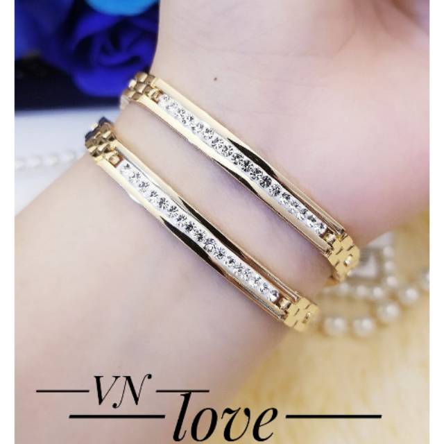 TERMURAH Set Perhiasan Lapis Emas Gelang Rantai 1 Pcs Plat Permata Xuping Gold XP0210 Titanium Modis