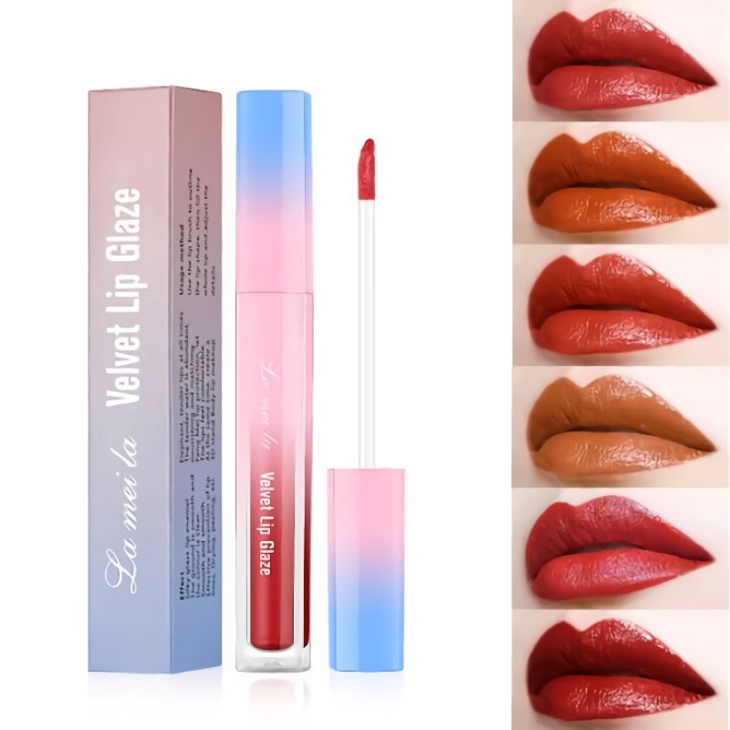 Lameila Velvet Lip Glaze Lameila Lipstik Cair Lipstick Lameila Lip Gloss 6 Varian Warna Lipglaze Tampak Merah Merona Segar Berkualitas OYAYA KOSMETIK PEKANBARU Riau