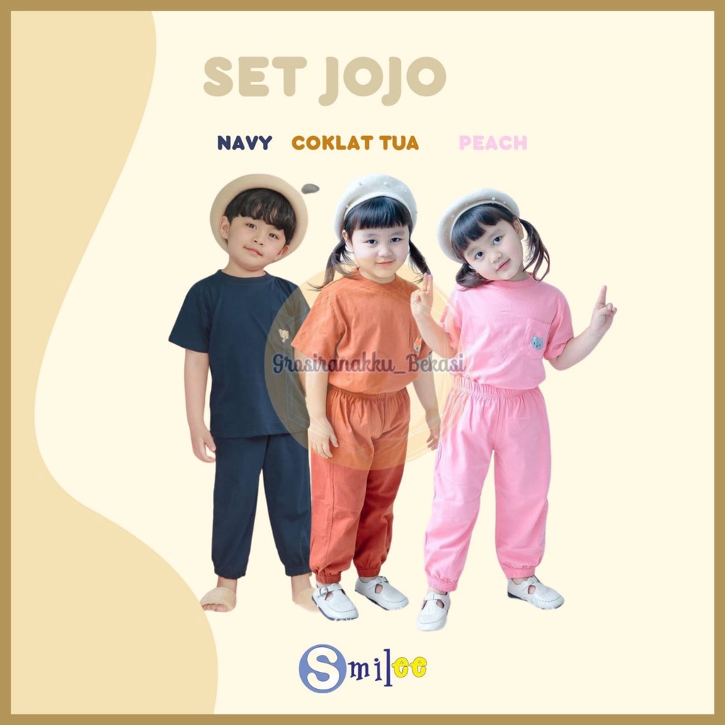 Setelan Anak Unisex Smilee Jojo Mix Warna Size 1-5Th