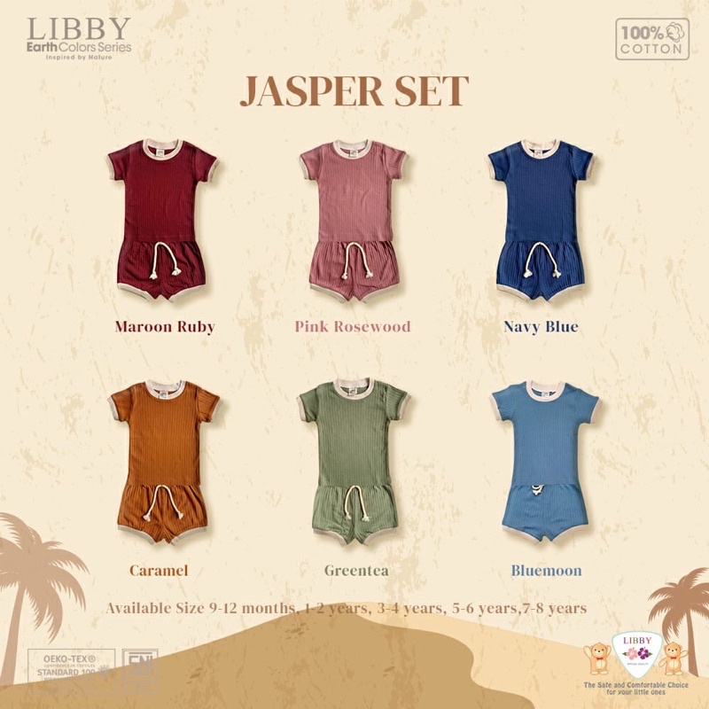 LIBBY MURAH STETLAN PENDEK CELANA PENDEK EARTH COLOR JASPEN / SHORT JASPER LIBBY BABY SETELAN ANAK LAKI LAKI PEREMPUAN STLJASPEN