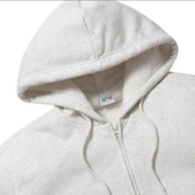 (ORIGINAL 100%) Polham Full Zipp Basic Sherpa Hoodie Cream