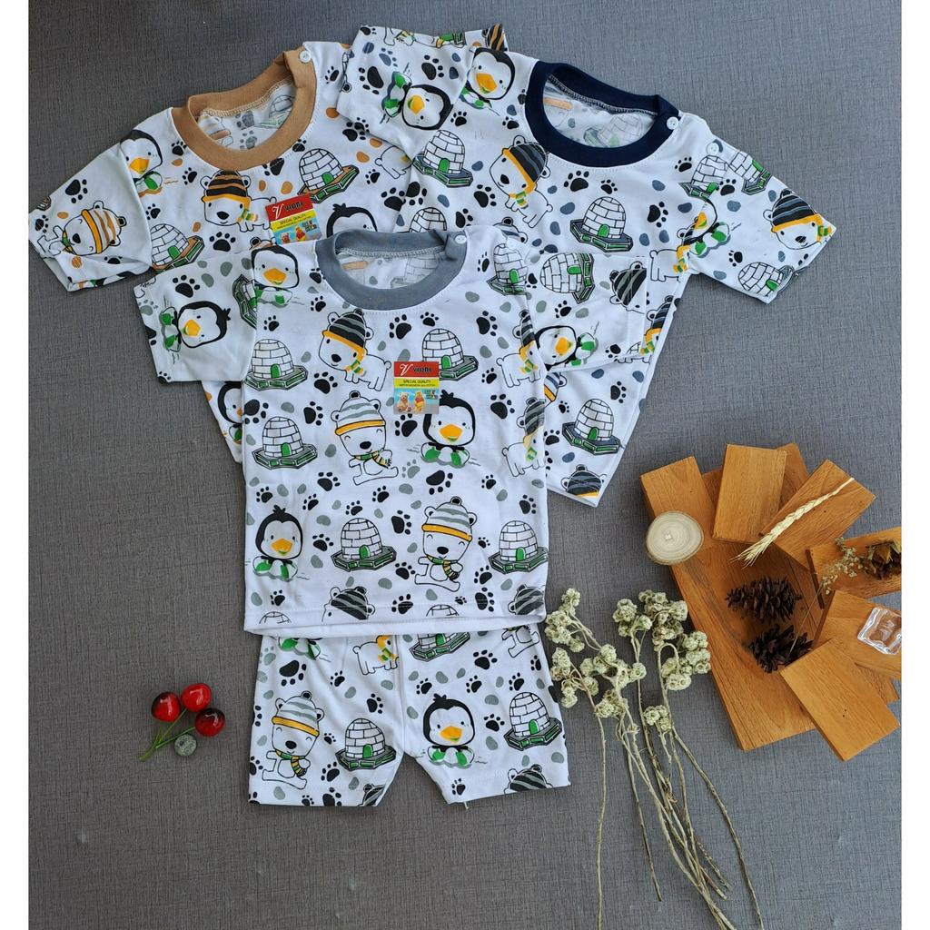 setelan baju anak laki-laki/perempuan lengan pendek 3-18 bulan motif pinguin