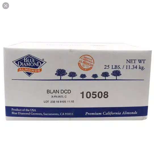 Kacang Almond Mentah Bubuk Blue Diamond Powder Kemasan Dus 11,34kg