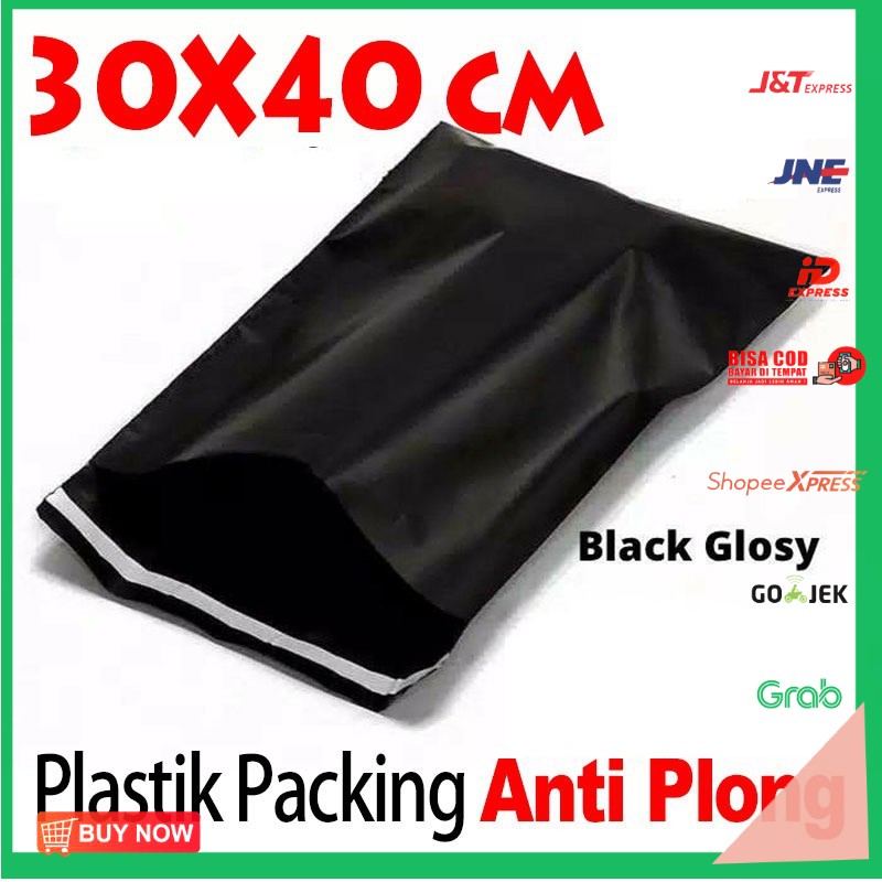 

Kantong Plastik Packing HD 30X40CM Olshop Polymailer Hitam Lem Perekat Anti Plong 45micro