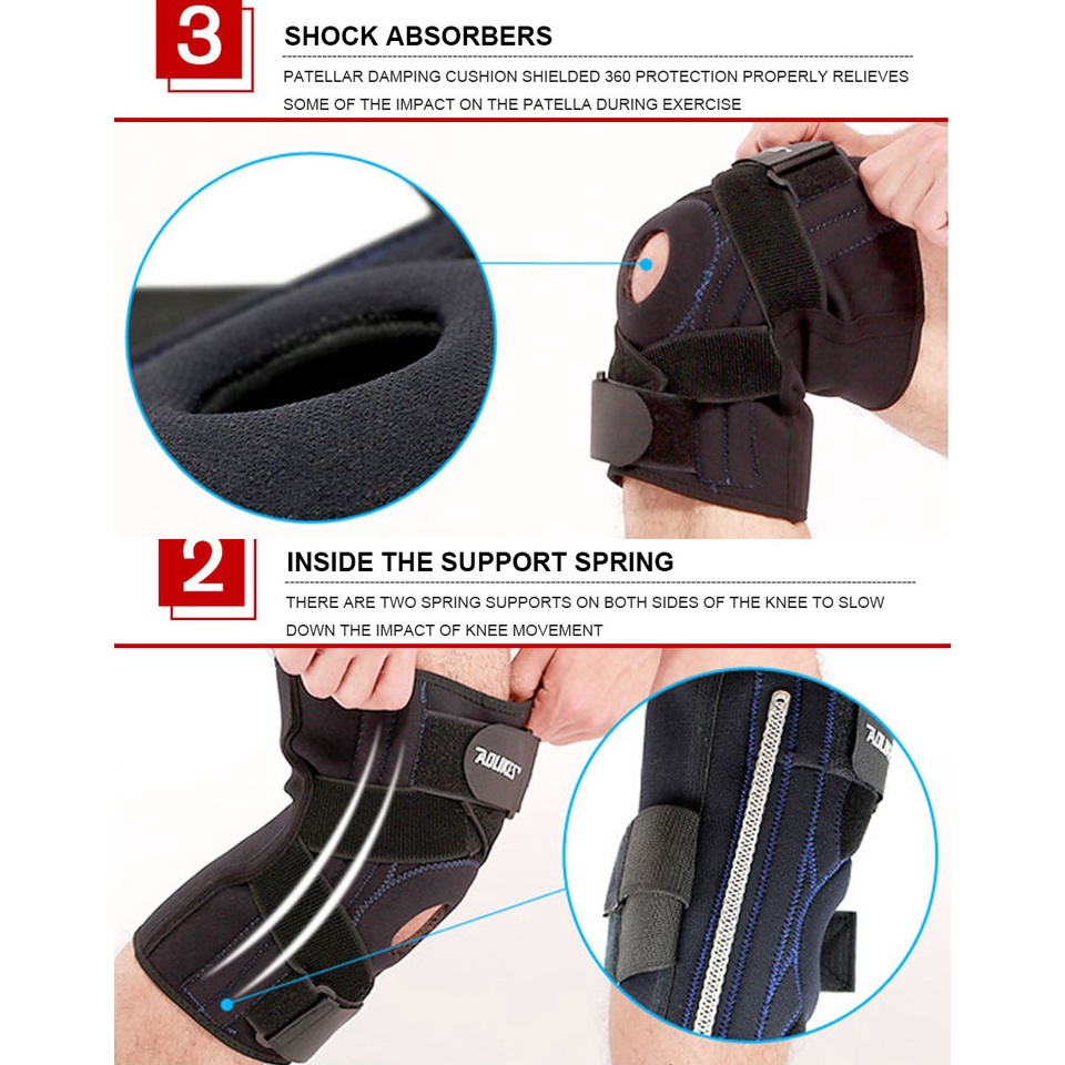 AOLIKES 618 Knee Pad Protector Knee Support With Spring Deker Pelindung Lutut Dengan Per