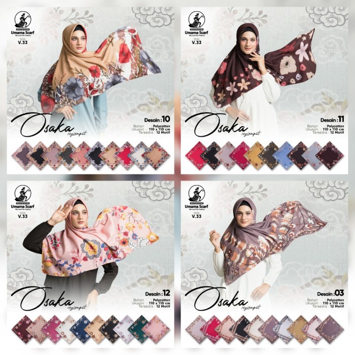 COXce JILBAB OSAKA MOTIF UMAMA HIJAB SEGI EMPAT PRINTED / UMAMA OSAKA MOTIF - RANDOM ACAK