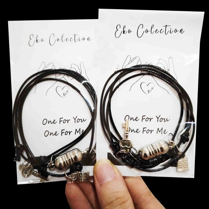 CLG01 Gelang Logam/besi Couple Magnet Hitam