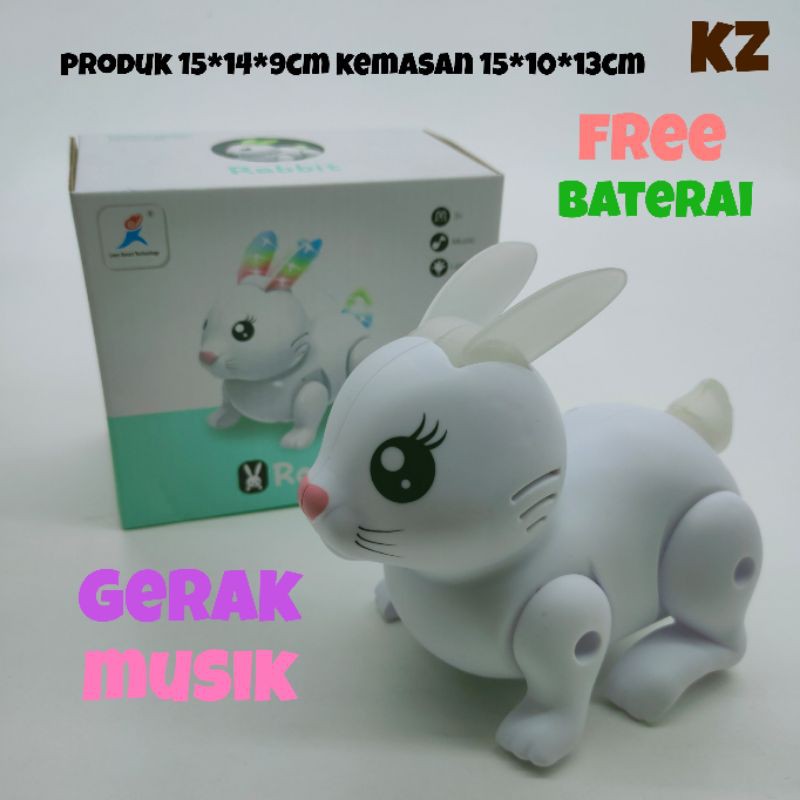 Mainan Robot Boneka Kelinci Gerak Musik Lampu Free Baterai