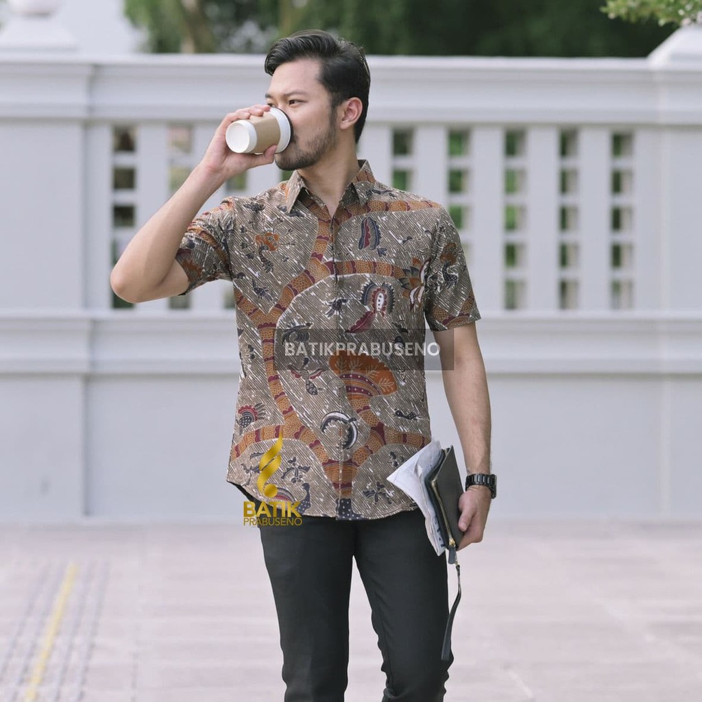 SABDOWALUH KEMEJA BATIK LENGAN PENDEK ATASAN BATIK MODERN ANAK MUDA HEM SLIMFIT BATIK SOLO PREMIUM B