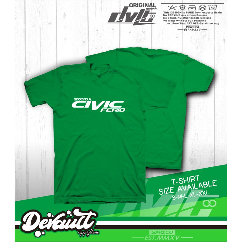 Kaos / T-shirt Mobil Honda Civic Ferio Logo Murah  -MD Cloth
