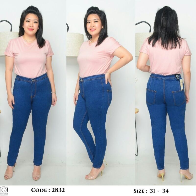 HW JEANS BASIC JUMBO 8 WARNA / HW JEANS PUNNY / HIGHWAIST JEANS PANJANG JUMBO