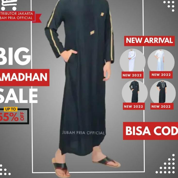 Berkualitas Jubah Pria Gamis Pria Cowok Laki Laki Dewasa Lengan Panjang Al Haramain Baju Jubah Putih Pria Dewasa Lengan Pendek Hitam Habib Polos  2022-2