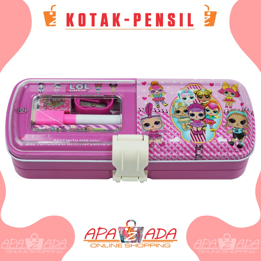 Apazada - Kotak Pensil Kaleng Karakter  2 Susun + Isi / Tempat Pensil Kaleng Plus Isi / Pencil Case Murah Berkualitas Bisa Cod-4