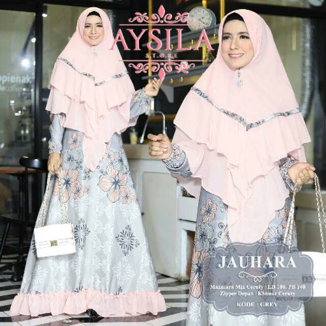 Gamis syari set motif gamis maxmara original gamis branded busui motif bunga Jauhara Ori by Aysila