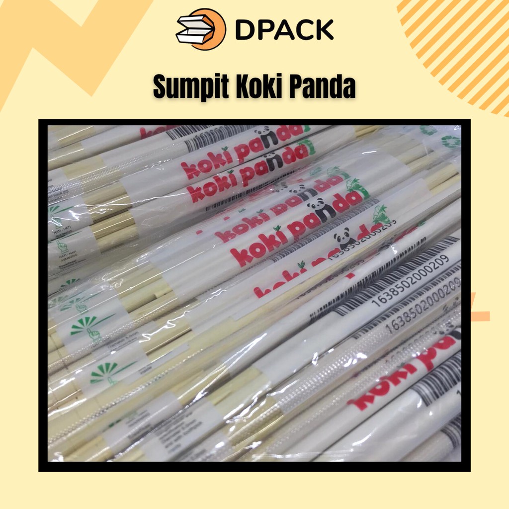 Sumpit Bambu Sumpit Steril Merk Koki Panda Isi 50 pasang + Tusuk Gigi