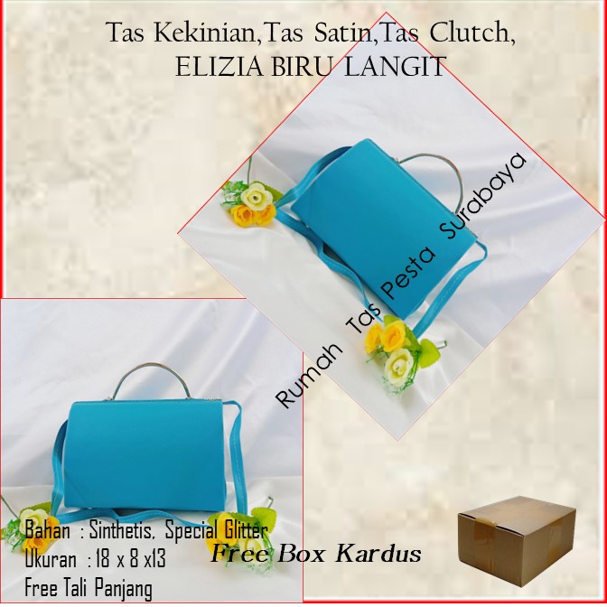 Tas Kekinian,Tas Satin,Tas Clutch,ELIZIA BIRU LANGIT