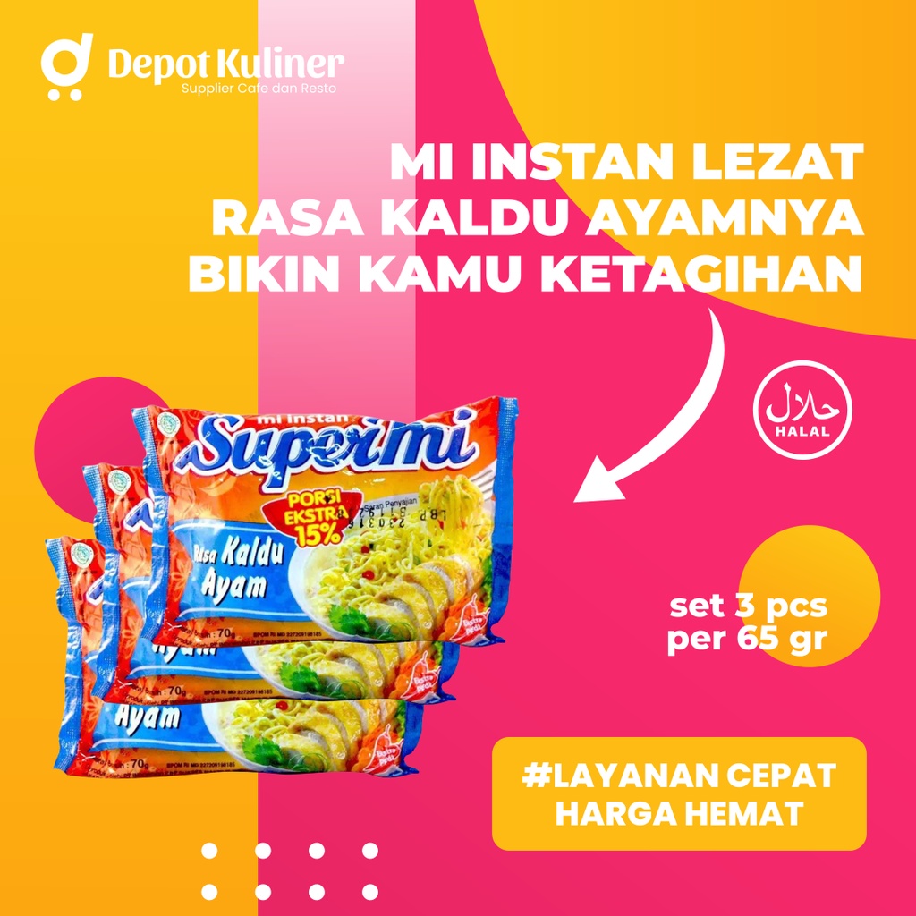 3 Bungkus - MIE INSTANT SUPERMIE SUPERMI 60GR KALDU AYAM Depot Kuliner