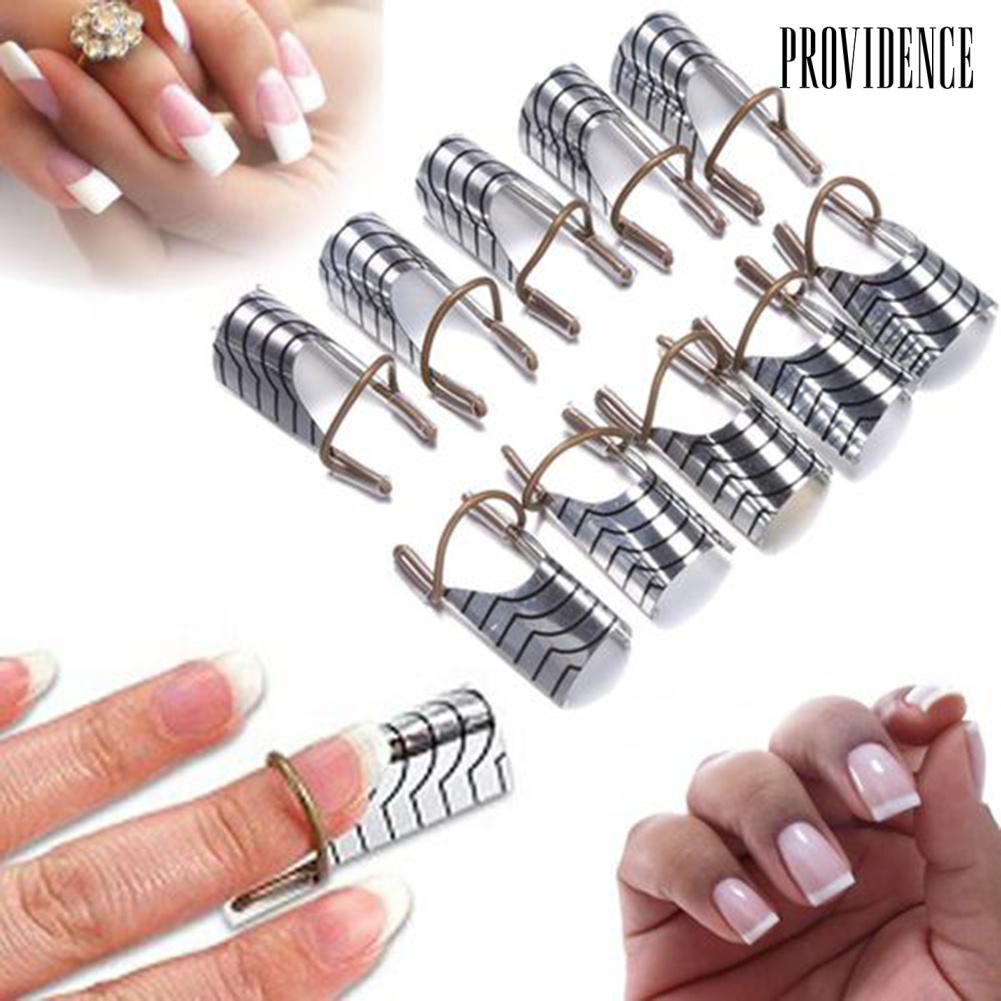 Providence 5Pcs Women Reusable Aluminum UV Gel Acrylic Tips Nail Art Extension Guide Forms