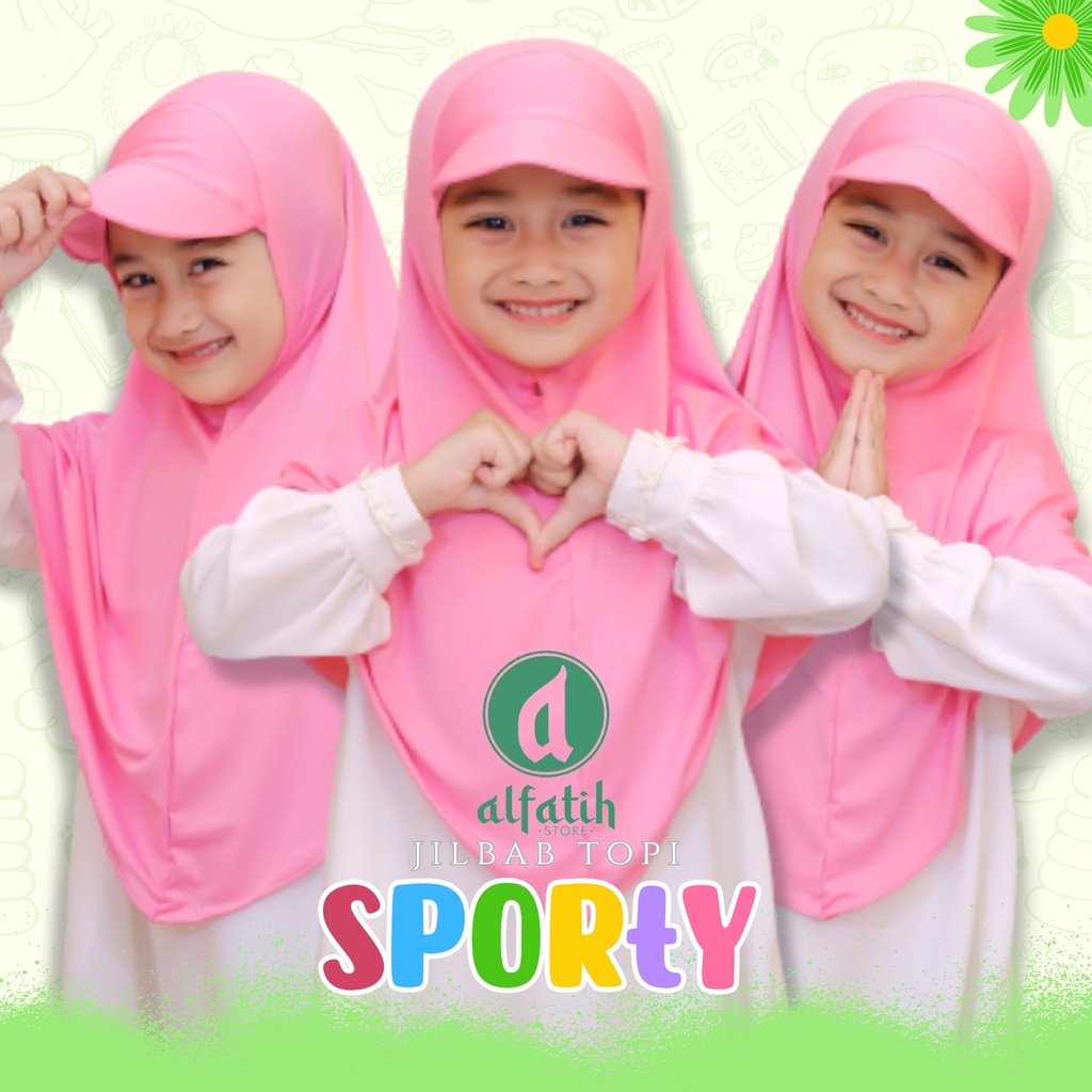 ALFATIH STORE/JILTOP/ Jilbab Topi sporty SD / Jilbab Murah/IANAH