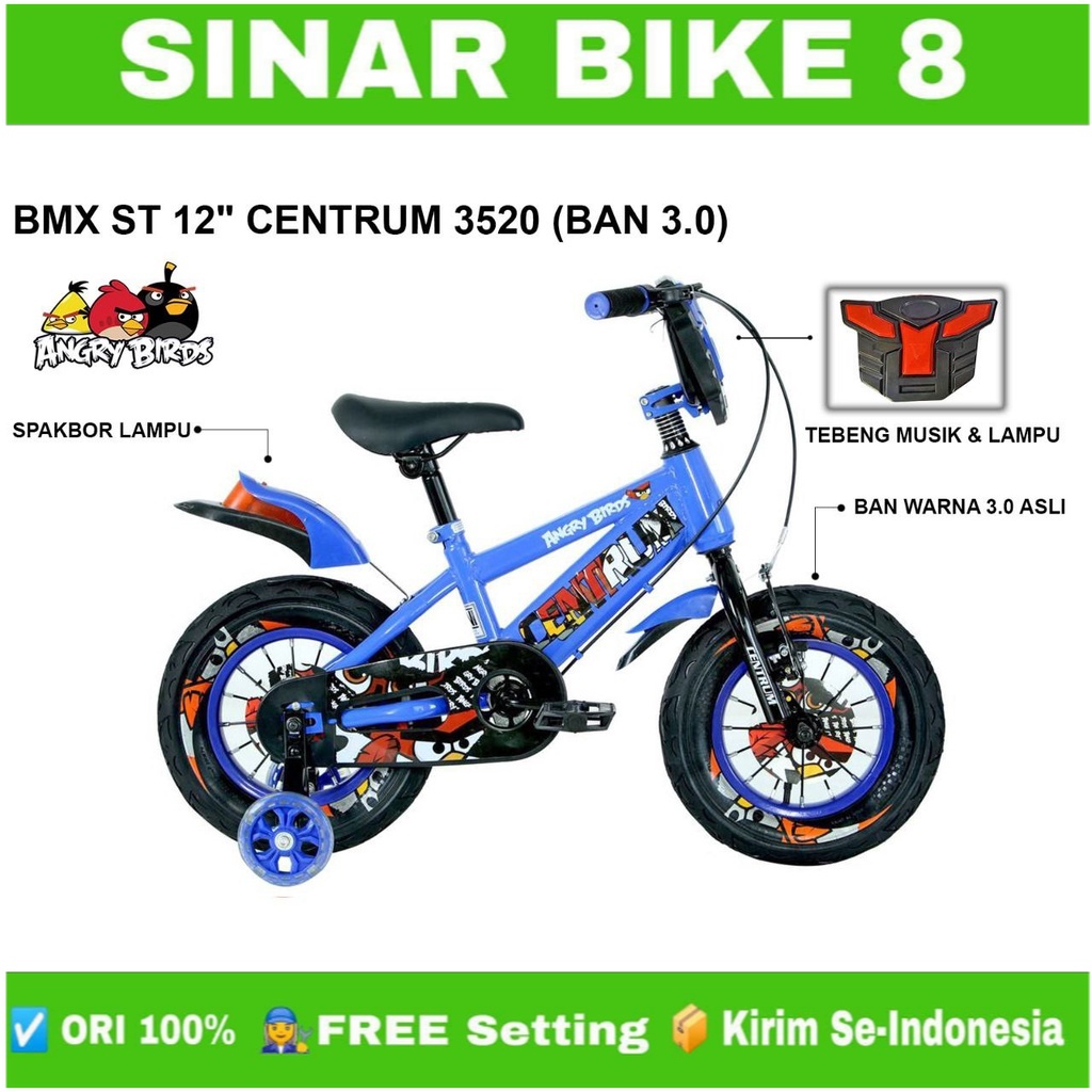 Sepeda Anak Laki BMX Centrum 3520 ANGRY BIRD Ukuran 12&quot;, 16&quot; dan 18 Inch