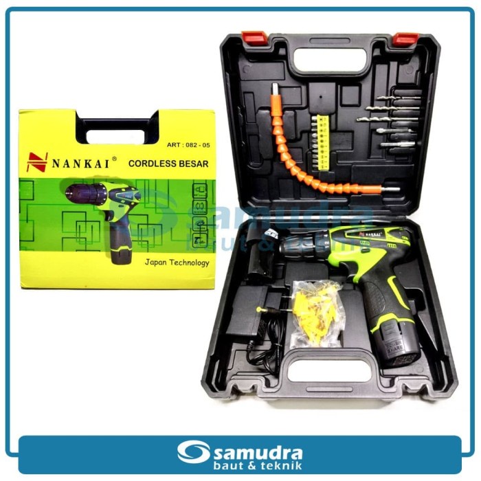 vd10485 Nankai Mesin Bor Cordless Drill Set Aksesoris Bor Tangan Mini Baterai 2C0X1C1