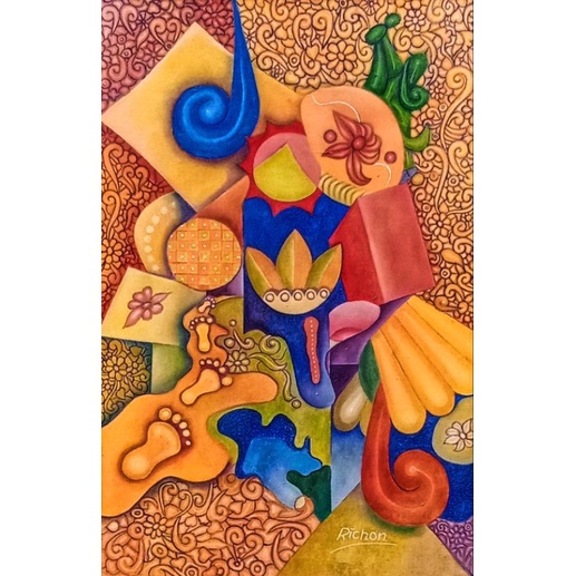 Lukisan cat minyak di kanvas