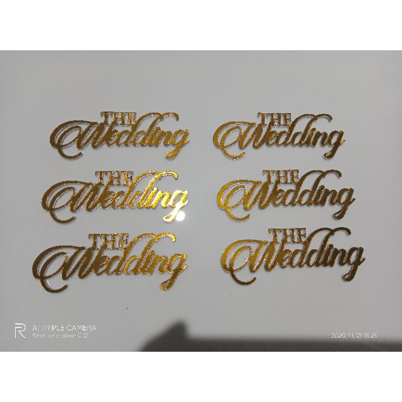 

tulisan the wedding acrylic stiker gold