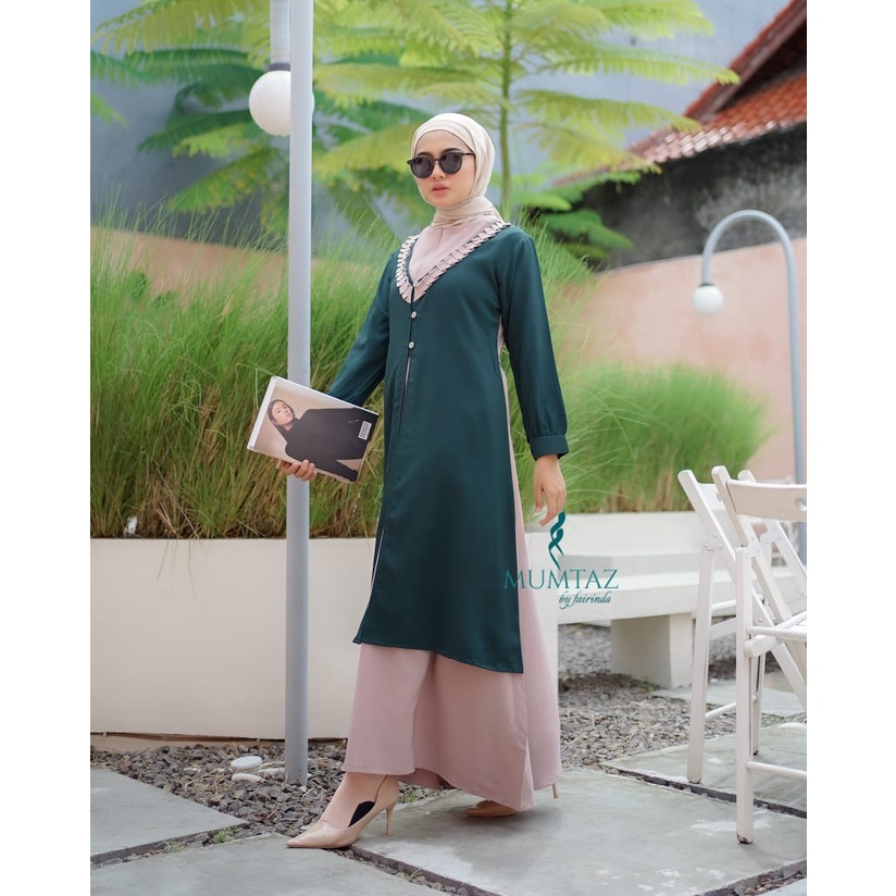 Dress deyna humera original mumtaz set outer look kuliah kerja formal RUFfle dadabusui gaun muslim terbaru new arrival update