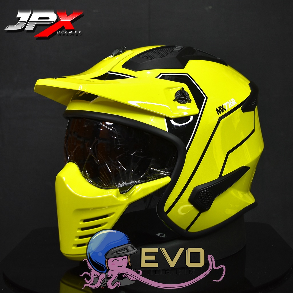 HELM JPX MX726R MOTIF R-03 XRIDE YELLOW ORIGINAL JPX MX 726R - ONGKIR TERMURAH 2KG