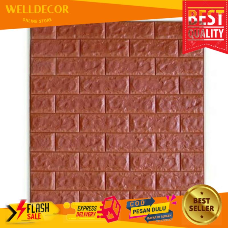 Wallpaper dinding 3D foam Batu bata coklat wallfoam dinding dekorasi rumah dinding estetik wallpaper