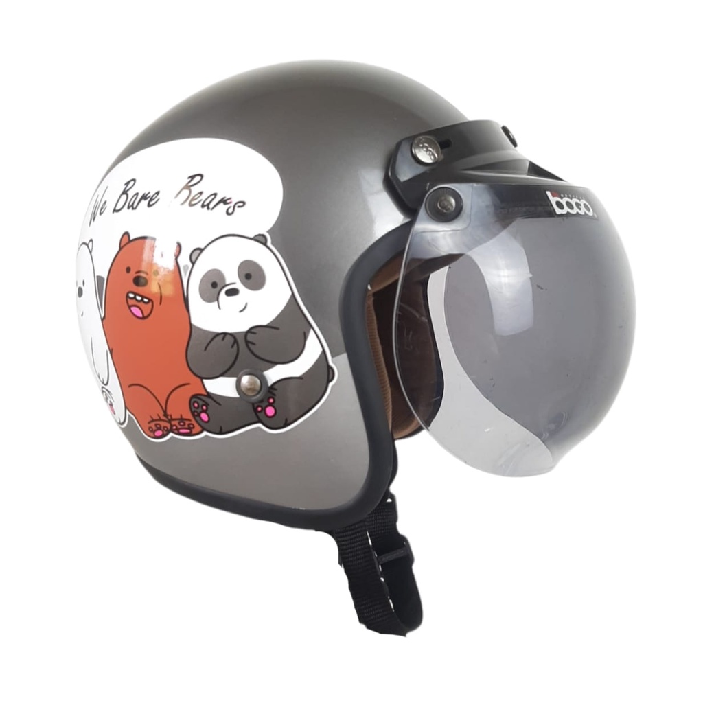 Helm Bogo Dewasa Kaca Bogo Ori Full Leher SNI Karakter Grizzly