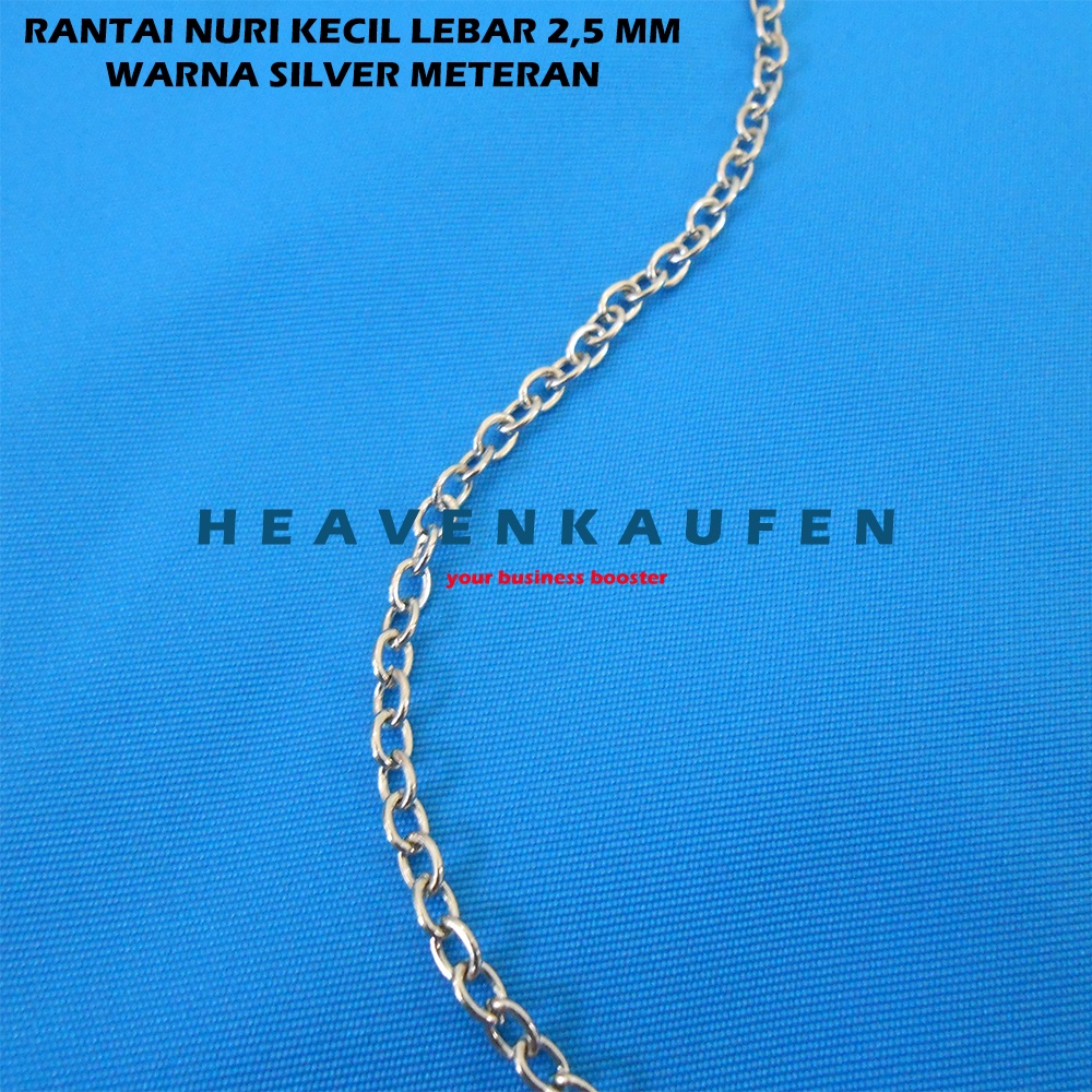 Rantai Nuri Kecil Lebar 2,5 mm Warna Nikel Silver Type F Untuk DIY Craft Dll Meteran