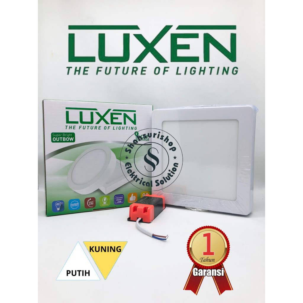 LAMPU LUXEN LED PANEL DOWNLIGHT OUTBOW KOTAK OB 12W 12 WATT PL12OBWSQ