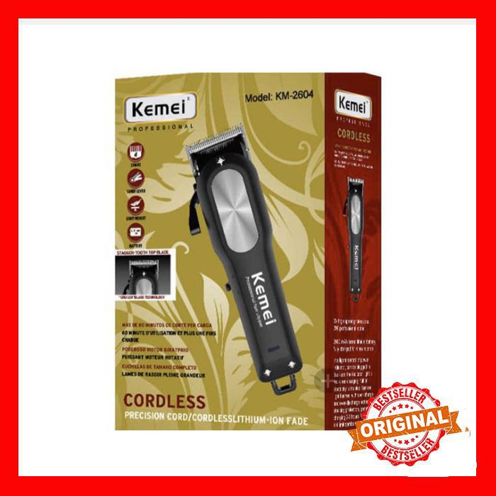 Kemei KM-2604 Alat Cukur Rambut Hair Clipper KM 2604 Mesin Cukur Cordless Rechargeable Original
