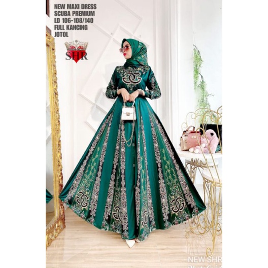 COD !! NEW SHR 100% ORI DRESS MAXI GURAME SCUBA PREMIUM CH BUSUIsyahira-8