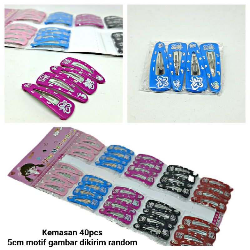 JEPIT RAMBUT TIPTOP BERMOTIF KEMASAN SACHET isi 4 / jepit rambut tiktok anak set isi 4