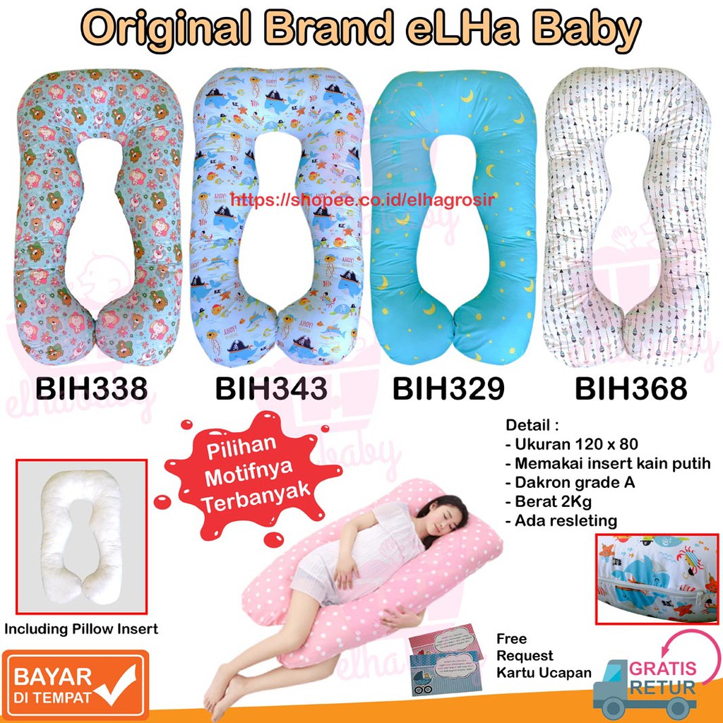 Bantal Hamil Karakter Lucu Terlaris Merk Elha Baby Maternity Pillow Guling Hamil Sarung Bantal