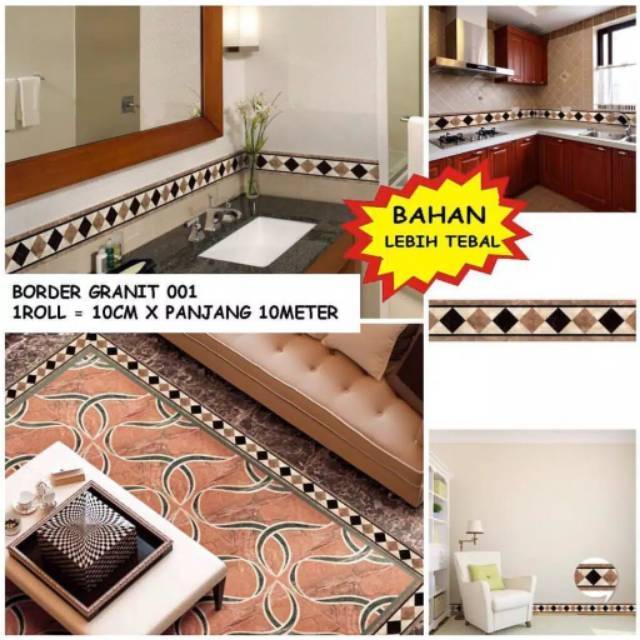 Stiker Border Granit Marmer / List sticker dinding Bahan Glossy Panjang 10 meter