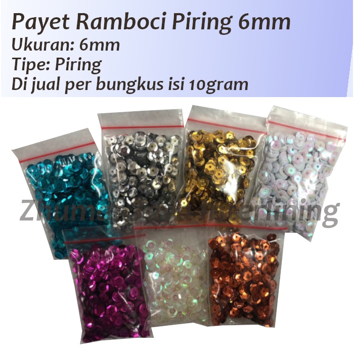 Payet Ramboci  Payet Piring 6mm 6 mm harga Murah  per 10 gram