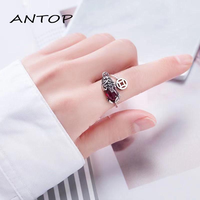 Cincin Model Terbuka Desain Fortune Gaya Retro Untuk Wanita