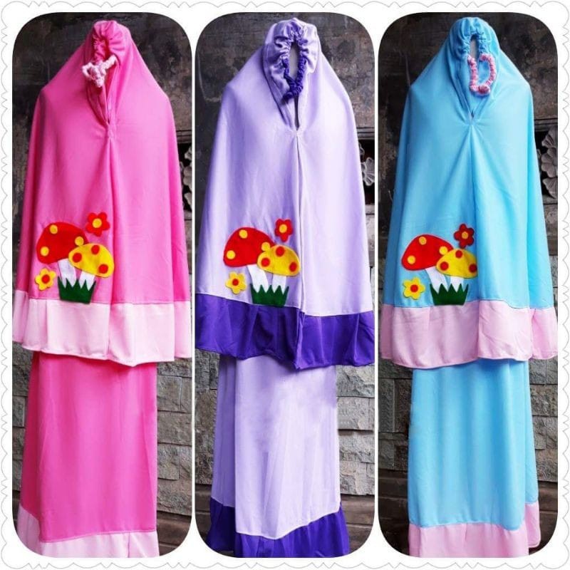 Mukena anak / mukena border / anak / bahan kaos premium estimasi 5-8 tahun