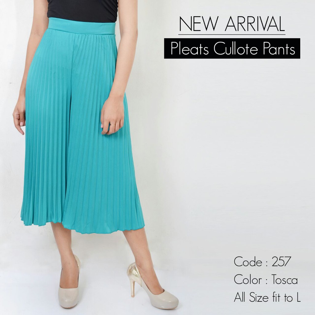 CELANA KULOT PENDEK 7/8 257 PLISKET PLEATS PANTS-soft tosca