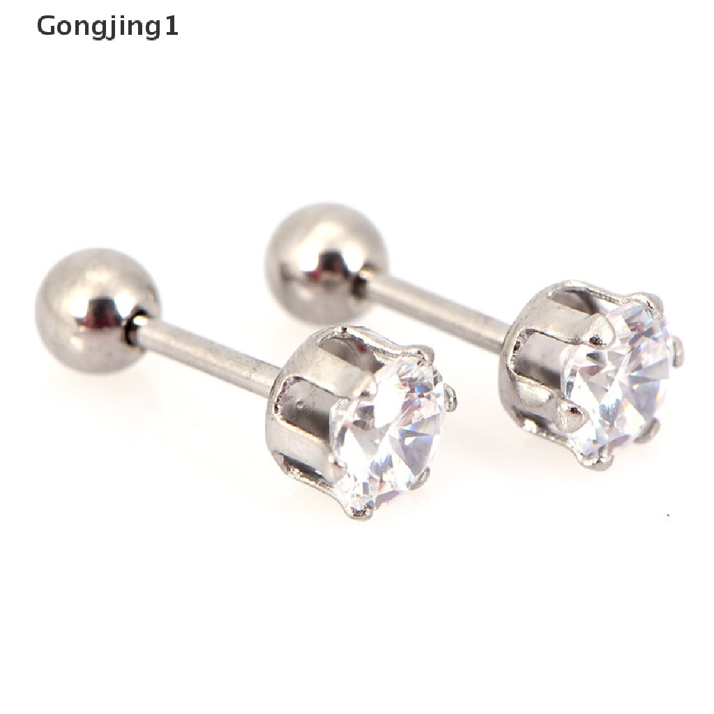 Gongjing1 1 Pasang Anting Tusuk Bahan Titanium Steel Untuk Wanita