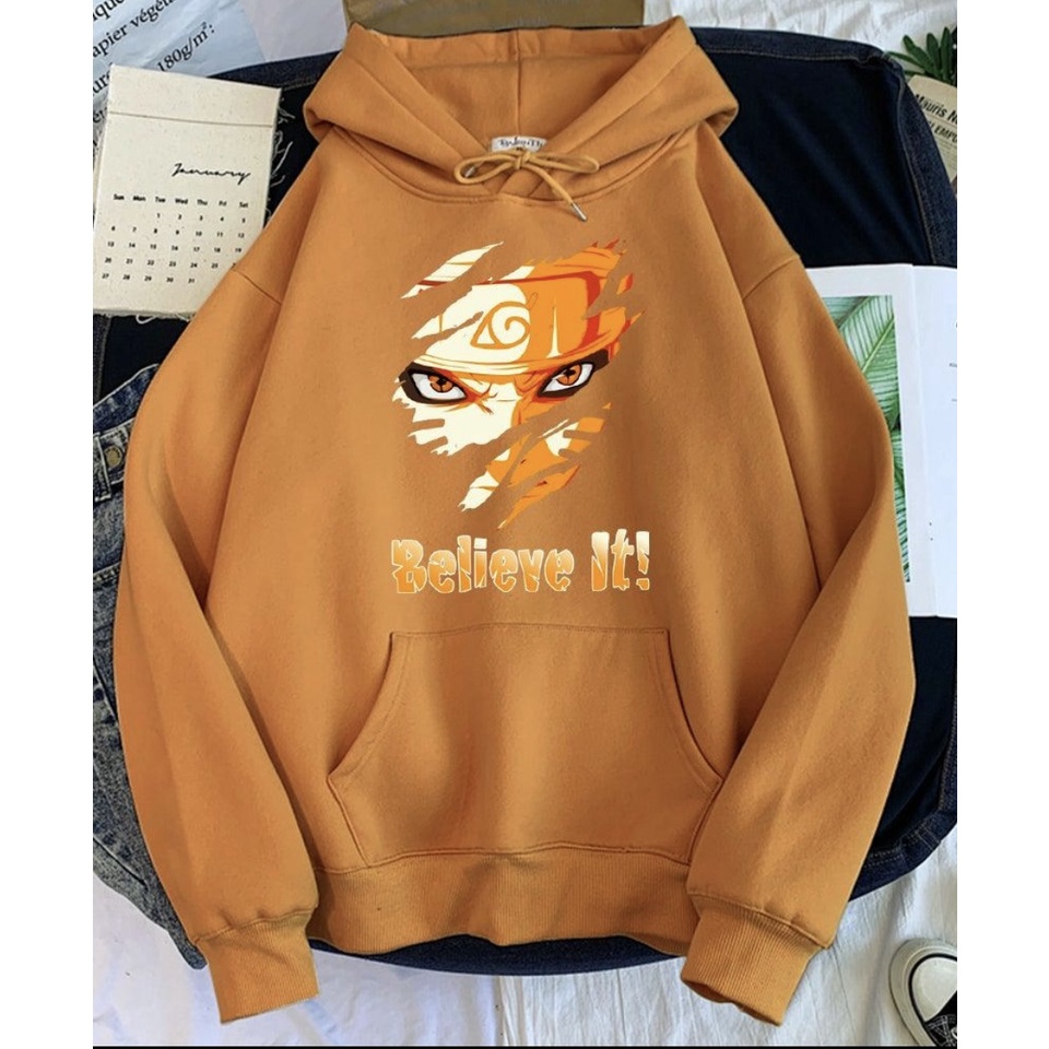 BELIEV IT! NARUTO Anime Jumper Hoodie II Sweater Hoodie Anime II Sweter Oblong Topi Sz M - XL ( Pria &amp; Wanita / Anak &amp; Dewasa )