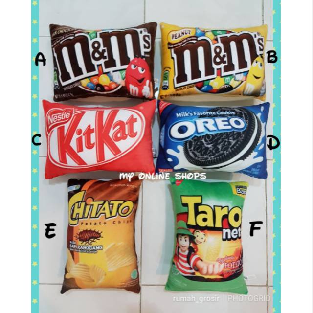 Bantal Snack Chitato, Kitkat, Taro, Oreo, Ultra Milk, Beng 