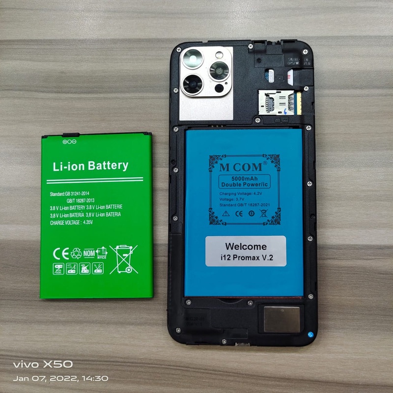 Battery Batere Batre Baterai Double Power Mcom Welcome i12 Pro Max Versi 2 - P = 8.6 cm , L = 5.9 cm