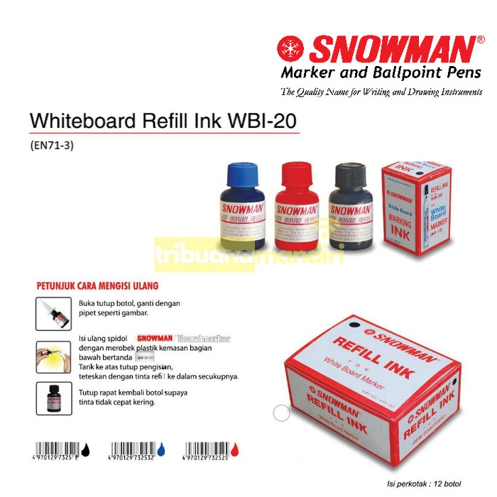 

Bagus Tinta Spidol Whiteboard Snowman /Isi Tinta (Refill) Hot Sale
